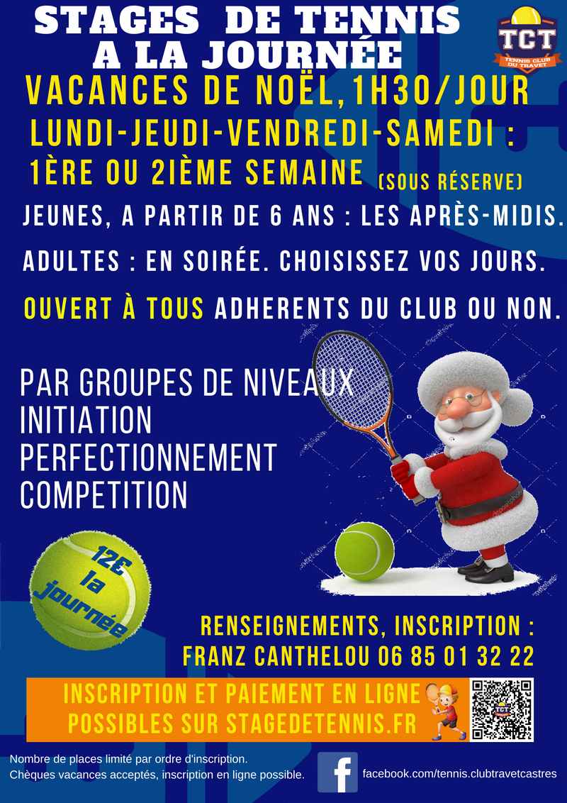 Stage à Noël, inscription à la journée